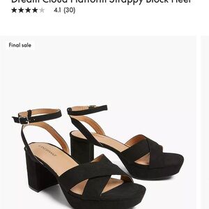 LANE BRYANT Black Strappy Block Heel Sandals